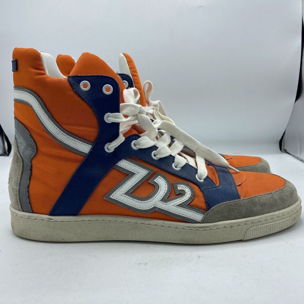 Mens Dsquared2 HighTop Sneakers Size 12 US Sz 45 EU Orange/Blue